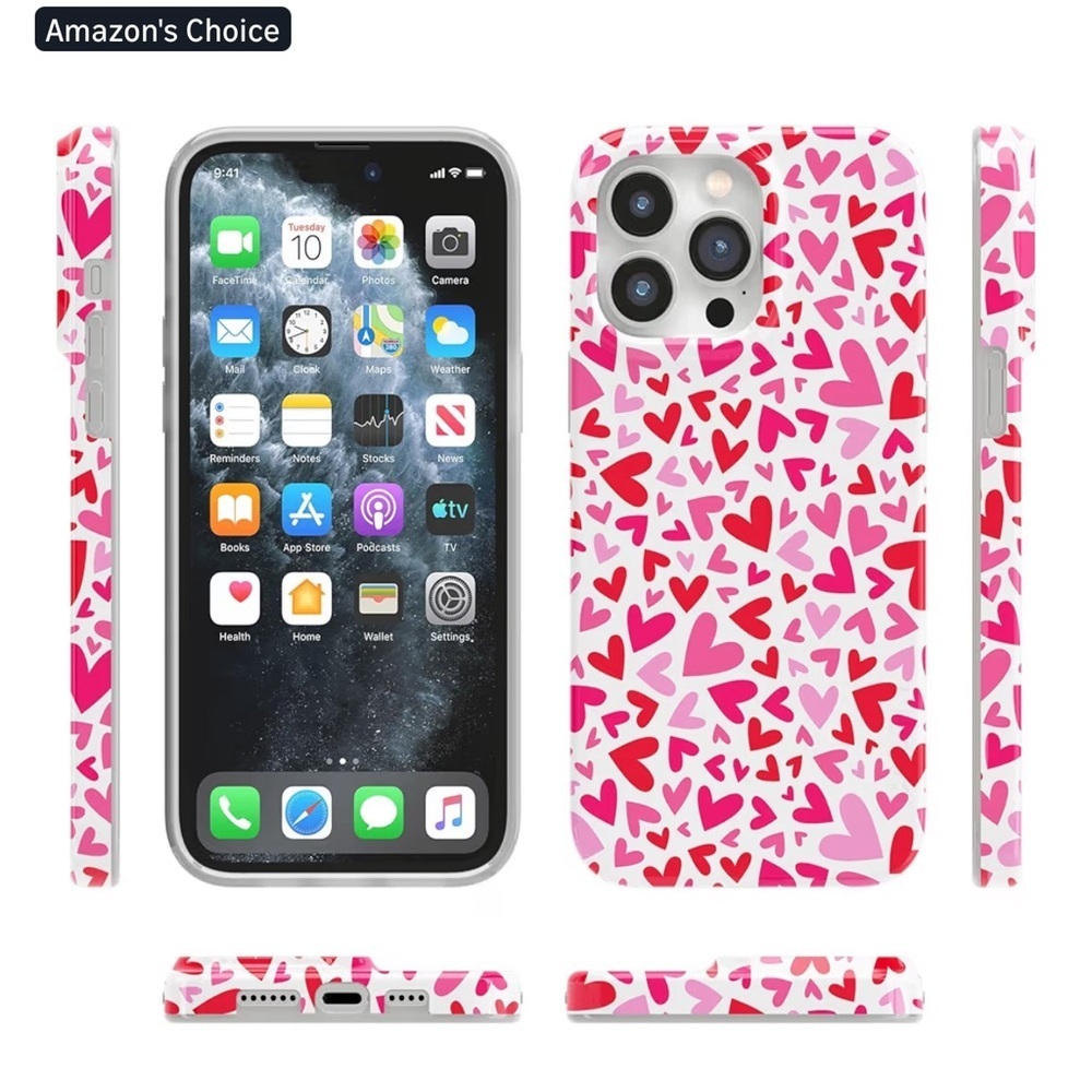 Casely iPhone 14 Pro Max Case Compatible with MagSafe XOXO Pink Candy Hearts